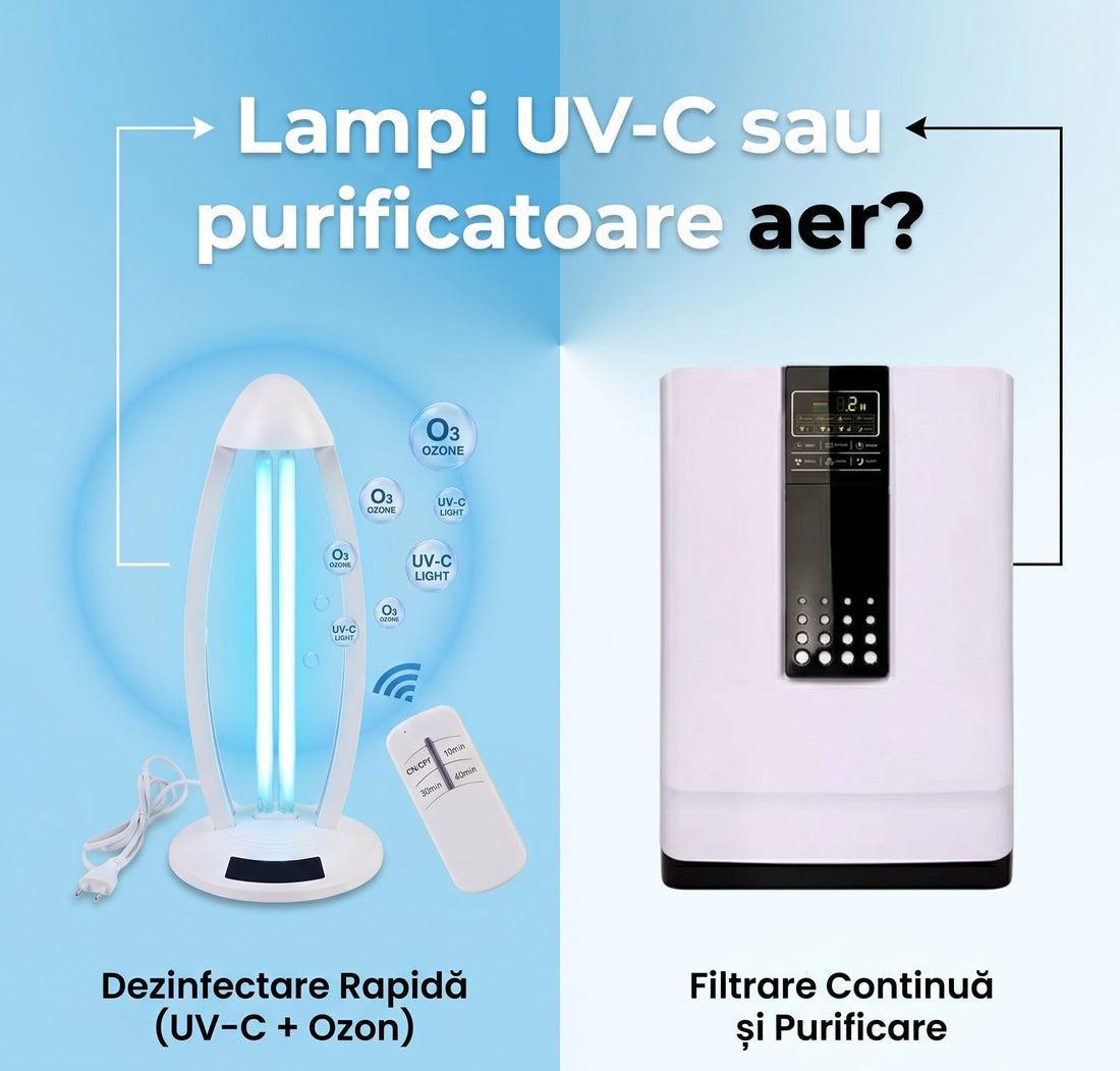 Diferența dintre lampa UV-C și purificatoarele de aer - LampiSterilizare.ro