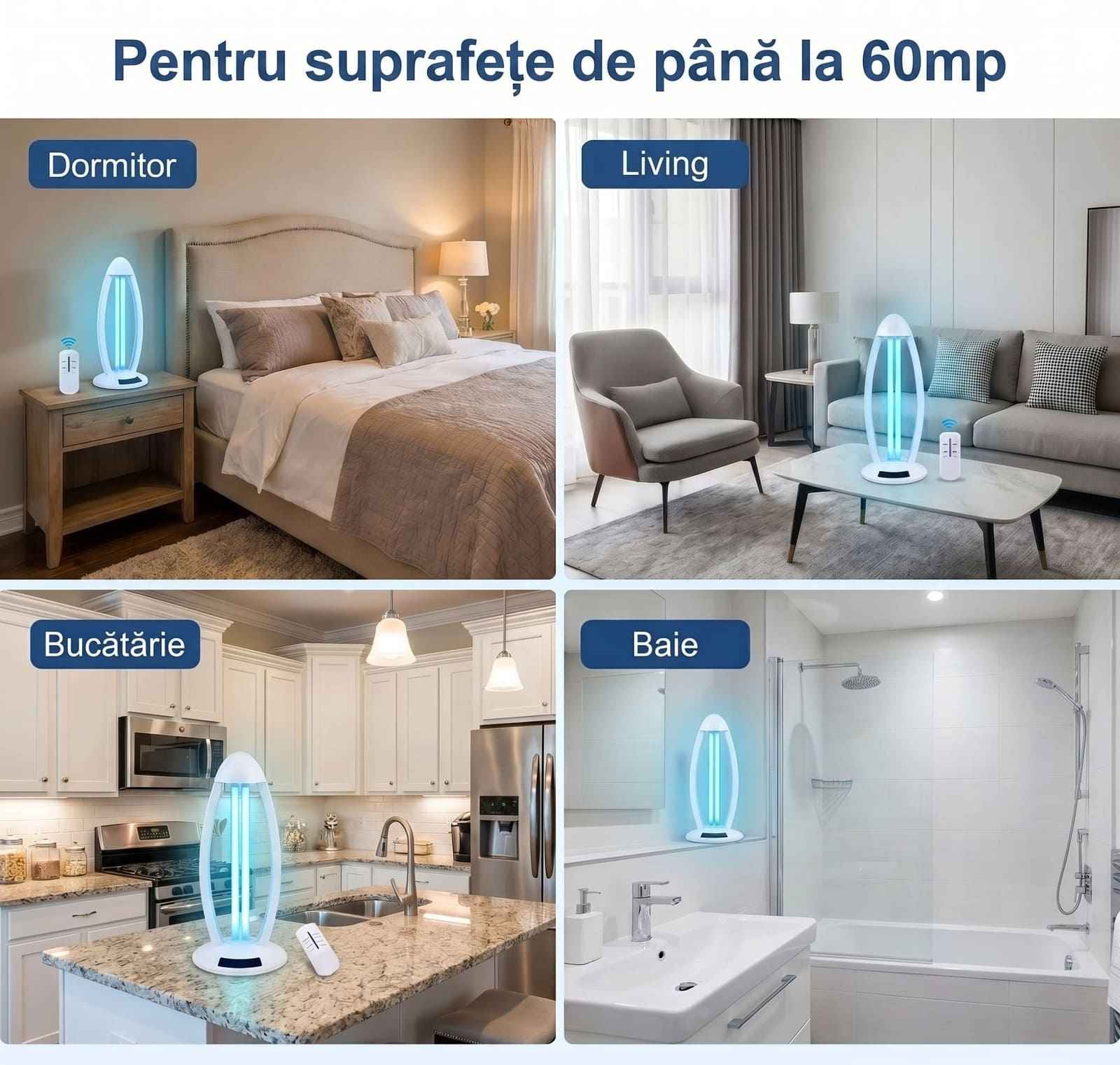 Lampa bactericida UV si Ozon 38W – 60 mp Alb- Set 8 buc - LampiSterilizare.ro