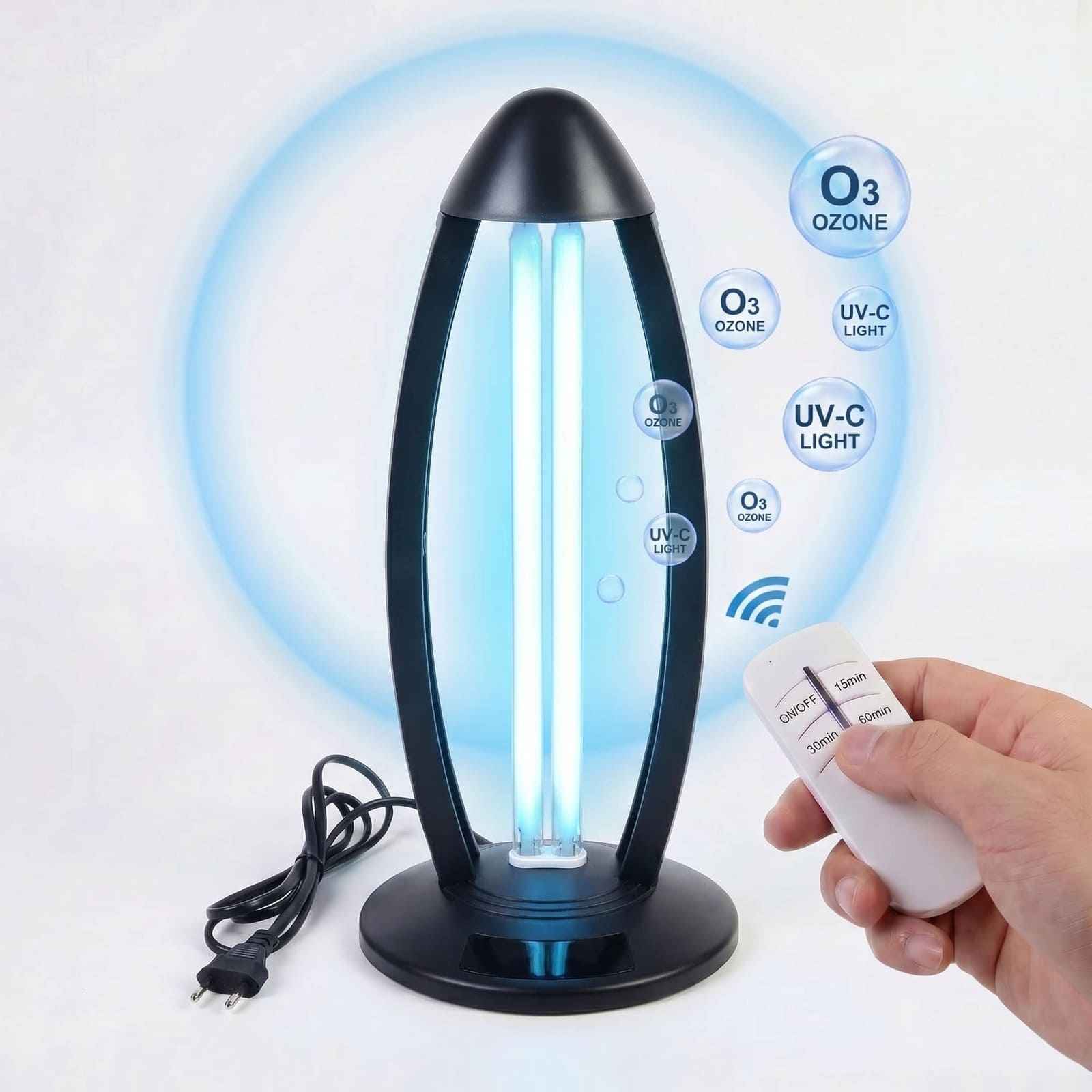 Lampa bactericida UV si Ozon 38W – 60 mp Negru - LampiSterilizare.ro
