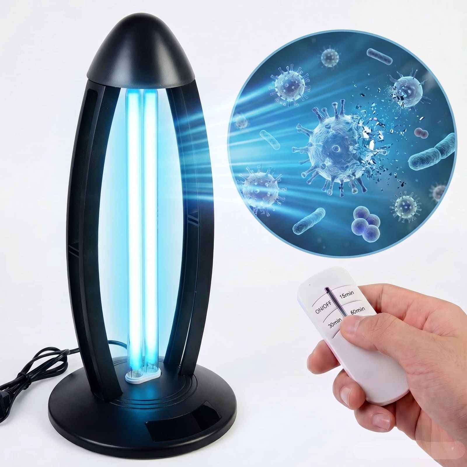 Lampa bactericida UV si Ozon 38W – 60 mp Negru - LampiSterilizare.ro